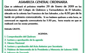 Invitación Asamblea General y elección Junta Directiva 2019-2010.